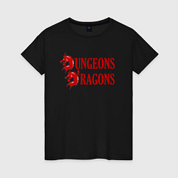 Футболка хлопковая женская Dungeons and Dragons Драконы, цвет: черный