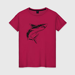 Футболка хлопковая женская Акула, цвет: маджента