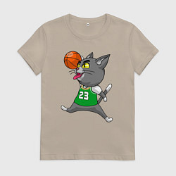 Футболка хлопковая женская Jordan Cat, цвет: миндальный