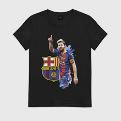 Футболка хлопковая женская Lionel Messi Barcelona Argentina!, цвет: черный