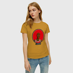 Футболка хлопковая женская Retro Jordan, цвет: горчичный — фото 2