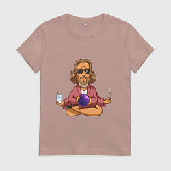Футболка хлопковая женская Медитация, цвет: пыльно-розовый