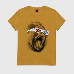 Футболка хлопковая женская Дикая горилла, цвет: горчичный