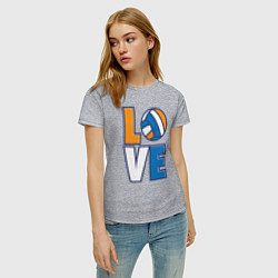 Футболка хлопковая женская Love Volleyball, цвет: меланж — фото 2