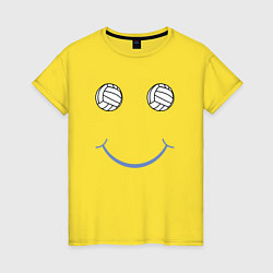 Футболка хлопковая женская Volleyball Smile, цвет: желтый