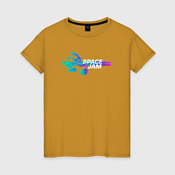 Футболка хлопковая женская Space Jam, цвет: горчичный
