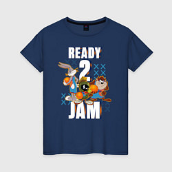 Футболка хлопковая женская Ready 2 Jam, цвет: тёмно-синий