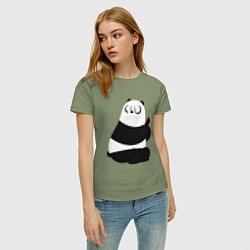 Футболка хлопковая женская Возмущенная панда, цвет: авокадо — фото 2