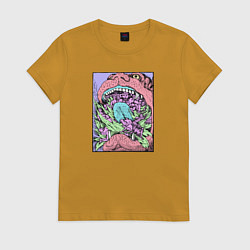 Футболка хлопковая женская Hellmouth Адская пасть, цвет: горчичный
