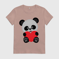 Футболка хлопковая женская Love Панда, цвет: пыльно-розовый