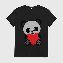 Футболка хлопковая женская Love Панда, цвет: черный