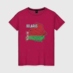 Футболка хлопковая женская Belarus Map, цвет: маджента