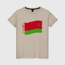 Футболка хлопковая женская Флаг - Беларусь, цвет: миндальный