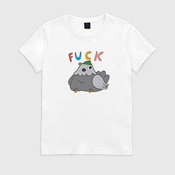 Футболка хлопковая женская Бедняга голубь, цвет: белый