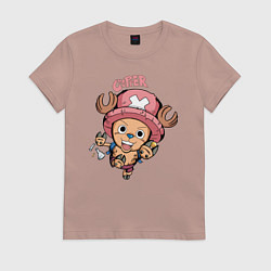 Футболка хлопковая женская Тони Тони Чоппер One Piece, цвет: пыльно-розовый