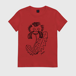 Футболка хлопковая женская Усатый одуван, цвет: красный