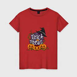 Футболка хлопковая женская Trick or treat, цвет: красный