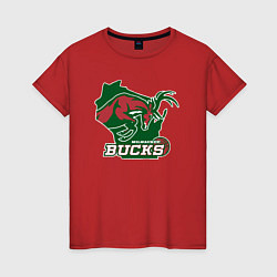 Футболка хлопковая женская Milwaukee Bucks, цвет: красный