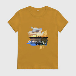 Футболка хлопковая женская Travel Санк-Петербург, цвет: горчичный