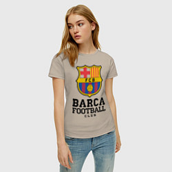 Футболка хлопковая женская Barcelona Football Club, цвет: миндальный — фото 2