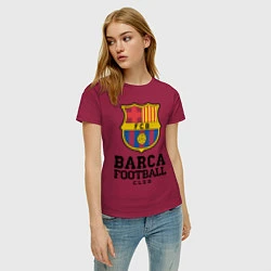 Футболка хлопковая женская Barcelona Football Club, цвет: маджента — фото 2