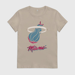 Футболка хлопковая женская Miami Heat, цвет: миндальный