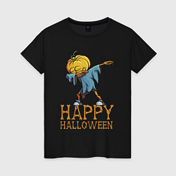 Футболка хлопковая женская Happy Halloween, цвет: черный