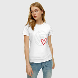 Футболка хлопковая женская Love Volleyball, цвет: белый — фото 2