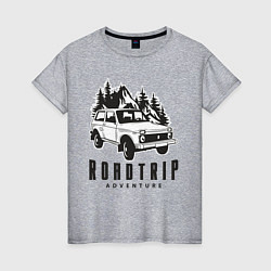 Футболка хлопковая женская Niva roadtrip, цвет: меланж