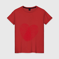 Футболка хлопковая женская Отпечаток на сердце, цвет: красный