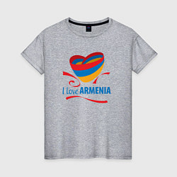 Футболка хлопковая женская Я люблю Армению, цвет: меланж