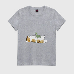 Футболка хлопковая женская Отдых с другом, цвет: меланж