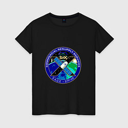 Футболка хлопковая женская SPACEX Илон Маск Лого, цвет: черный