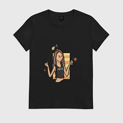 Футболка хлопковая женская Уличный художник, цвет: черный