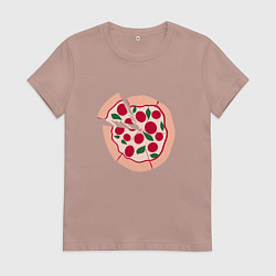 Футболка хлопковая женская Пицца и ломтик, цвет: пыльно-розовый