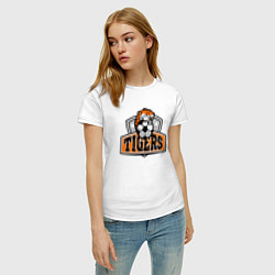 Футболка хлопковая женская Football Tigers, цвет: белый — фото 2