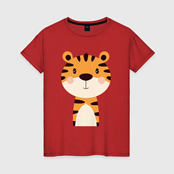 Футболка хлопковая женская Cartoon Tiger, цвет: красный