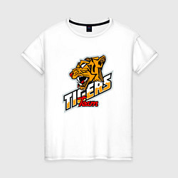 Футболка хлопковая женская Team Tigers, цвет: белый
