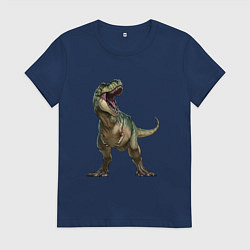 Футболка хлопковая женская Тираннозавр, цвет: тёмно-синий