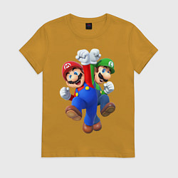 Футболка хлопковая женская Mario Bros, цвет: горчичный