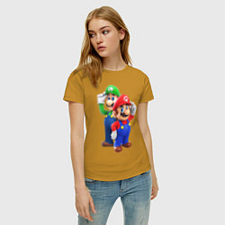 Футболка хлопковая женская Mario Bros, цвет: горчичный — фото 2