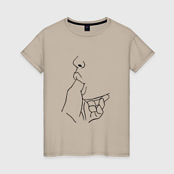 Футболка хлопковая женская СТРАСТЬ PASSION, цвет: миндальный