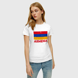 Футболка хлопковая женская Armenia Flag, цвет: белый — фото 2