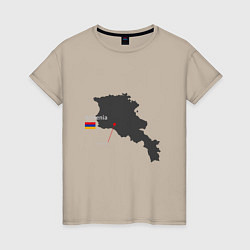 Футболка хлопковая женская Армения - Ереван, цвет: миндальный
