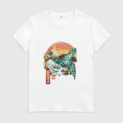 Футболка хлопковая женская Черепаха Япония, цвет: белый