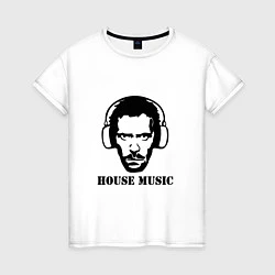 Футболка хлопковая женская Dr House music, цвет: белый