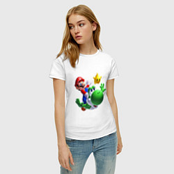 Футболка хлопковая женская Mario&Yoshi, цвет: белый — фото 2