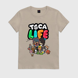 Футболка хлопковая женская Toca Life, цвет: миндальный