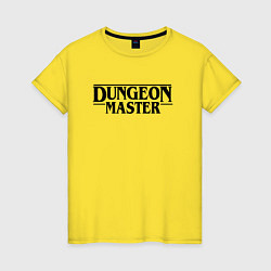 Футболка хлопковая женская DUNGEON MASTER ГАЧИМУЧИ ЧЁРНЫЙ ЛОГО, цвет: желтый