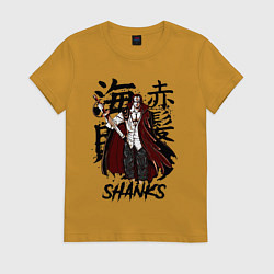 Футболка хлопковая женская Шанкс One Piece, цвет: горчичный